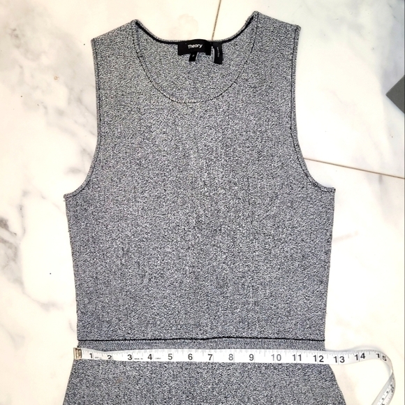 Theory Marl Flare Black, White Grey Knit Sleeveless Dress Size P - Picture 12 of 16